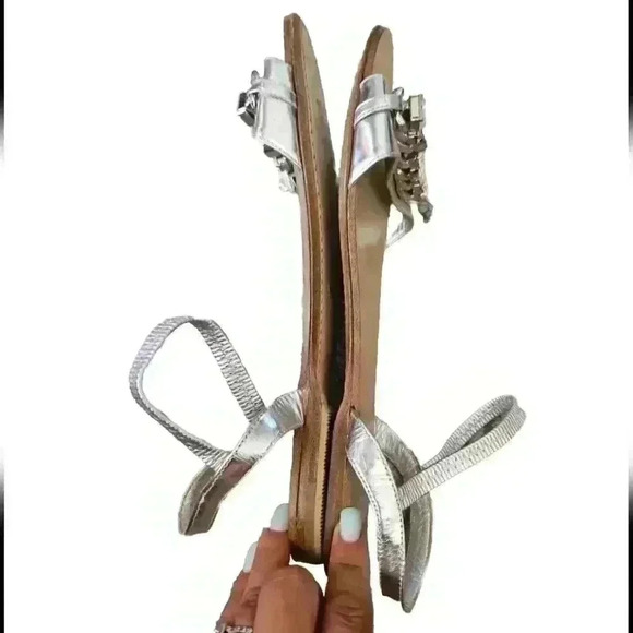 Miu Miu Womens Silver Crystal Strap Flat Designer Embellished Evening Sandal 40 - Picture 9 of 16